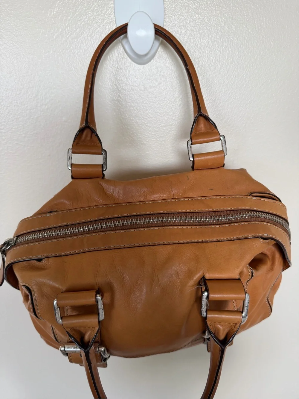 MICHAEL KORS Brookville Update Cognac Camel Brown Leather Medium Shoulder Bag